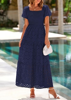 Foto 3 | Foto 3 | Vestido De Verano Prettygarden 2025 Con Ojales Y Cuello Cuadrado Y Manga Abullonada - Venta Internacional.