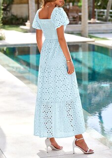 Foto 2 | Foto 2 | Vestido De Verano Prettygarden 2025 Con Ojales Y Cuello Cuadrado Y Manga Abullonada - Venta Internacional.