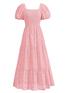 Foto 1 | Foto 1 | Vestido De Verano Prettygarden 2025 Con Ojales Y Cuello Cuadrado Y Manga Abullonada - Venta Internacional.