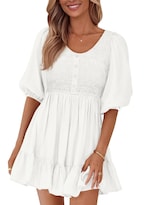 Vestido Btfbm Spring Empire Cintura Para Mujer 2025 Verano Blanco - Venta Internacional.