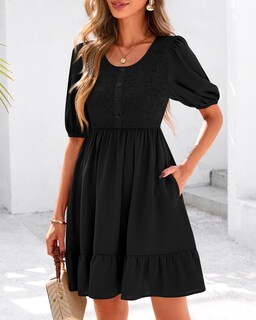 Foto 2 | Foto 2 | Vestido Btfbm Spring Empire Cintura Para Mujer 2025 Verano Negro - Venta Internacional.