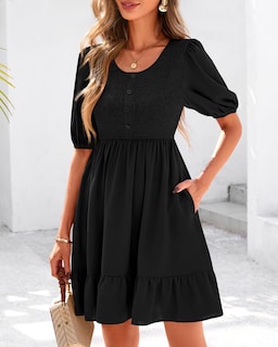 Foto 2 | Foto 2 | Vestido Btfbm Spring Empire Cintura Para Mujer 2025 Verano Negro - Venta Internacional.