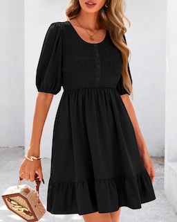 Foto 4 | Foto 4 | Vestido Btfbm Spring Empire Cintura Para Mujer 2025 Verano Negro - Venta Internacional.