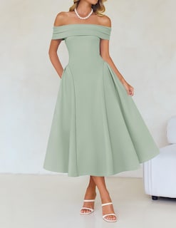 Foto 3 | Foto 3 | Vestido De Cóctel Zesica Con Hombros Descubiertos Y Manga Corta Para Mujer - Venta Internacional.