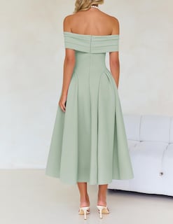 Foto 4 | Foto 4 | Vestido De Cóctel Zesica Con Hombros Descubiertos Y Manga Corta Para Mujer - Venta Internacional.