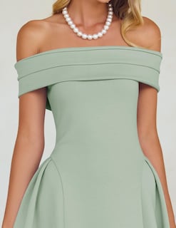 Foto 5 | Foto 5 | Vestido De Cóctel Zesica Con Hombros Descubiertos Y Manga Corta Para Mujer - Venta Internacional.