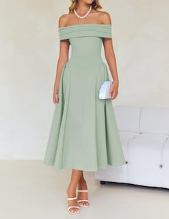 Foto 6 | Foto 6 | Vestido De Cóctel Zesica Con Hombros Descubiertos Y Manga Corta Para Mujer - Venta Internacional.