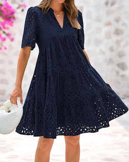 Foto 5 | Foto 5 | Vestido Casual Btfbm Para Mujer, Bohemio, Verano, Cuello En V, Azul Marino - Venta Internacional.