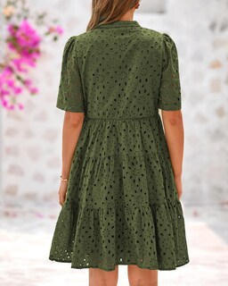 Foto 3 | Foto 3 | Vestido Casual Btfbm Para Mujer, Bohemio, Verano, Verde Militar, Algodón - Venta Internacional.