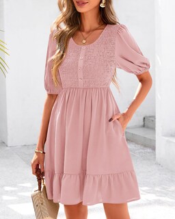 Foto 2 | Foto 2 | Vestido Btfbm Spring Empire Cintura Para Mujer 2025 Verano Rosa - Venta Internacional.