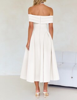 Foto 4 | Foto 4 | Vestido De Cóctel Zesica Con Hombros Descubiertos Y Manga Corta Para Mujer - Venta Internacional.