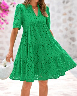 Foto 5 | Foto 5 | Vestido Casual Btfbm Para Mujer, Bohemio, Verano, Cuello En V, Verde, Algodón - Venta Internacional.