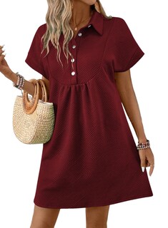 Foto 1 | Foto 1 | Vestido Acelit Primavera-verano Con Cuello De Solapa Para Mujer, Color Rojo, Talla L - Venta Internacional.