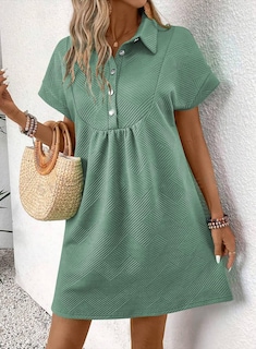 Foto 2 | Foto 2 | Vestido Acelit Primavera-verano Con Cuello De Solapa Para Mujer, Color Verde S - Venta Internacional.