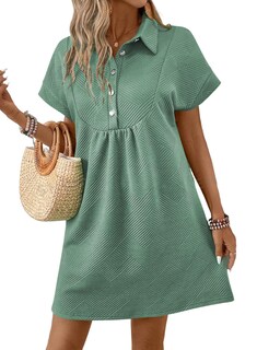 Foto 1 | Foto 1 | Vestido Acelit Primavera-verano Con Cuello De Solapa Para Mujer, Color Verde, Talla L - Venta Internacional.