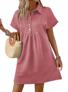 Foto 1 | Foto 1 | Vestido Acelit Primavera-verano Con Cuello De Solapa Para Mujer, Color Rosa S - Venta Internacional.