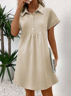 Foto 4 | Foto 4 | Vestido Acelit Primavera-verano Con Cuello De Solapa Para Mujer, Color Beige Xl - Venta Internacional.