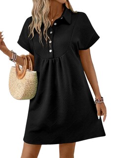 Foto 1 | Foto 1 | Vestido Acelit Primavera-verano Con Cuello De Solapa Para Mujer, Negro Xl - Venta Internacional.
