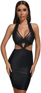 Foto 1 | Foto 1 | Vestido Vendado Bella Barnett, Sexy, Halter, Con Recorte En La Espalda, Negro - Venta Internacional.