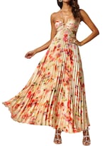 Vestido Tsukko, Atractivo, Halter, Plisado, Con Estampado Floral, Para Playa - Venta Internacional.