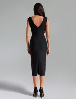 Foto 4 | Foto 4 | Vestido Bella Barnett Con Cuello En V, Vendaje Negro Con Plumas, Sin Mangas - Venta Internacional.