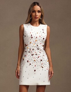 Foto 2 | Foto 2 | Vestido Ajustado Sin Mangas Con Forma De Caracola De Diamantes Coloridos De Tsukko - Venta Internacional.