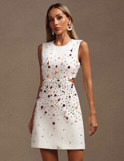 Foto 3 | Foto 3 | Vestido Ajustado Sin Mangas Con Forma De Caracola De Diamantes Coloridos De Tsukko - Venta Internacional.