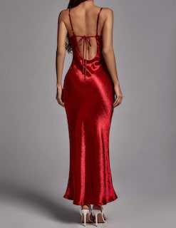 Foto 4 | Foto 4 | Vestido Bella Barnett Satinado Con Tirantes Finos Sin Espalda, Rojo - Venta Internacional.