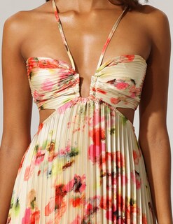 Foto 5 | Foto 5 | Vestido Tsukko, Atractivo, Halter, Plisado, Con Estampado Floral, Para Playa - Venta Internacional.