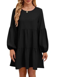 Foto 1 | Foto 1 | Vestido De Otoño Qacohu 2024, Moderno, Holgado, Cuello Redondo, Negro, Talla M - Venta Internacional.