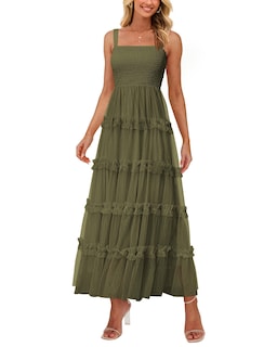 Foto 1 | Foto 1 | Vestido Largo De Verano Prettygarden De Tul Con Volantes, Sin Mangas, Para Mujer - Venta Internacional.