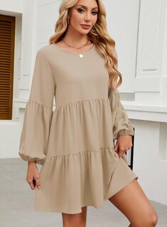 Foto 2 | Foto 2 | Vestido Túnica De Manga Larga Qacohu 2024 Trendy Otoño Beige L - Venta Internacional.