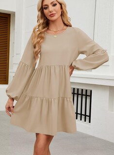 Foto 3 | Foto 3 | Vestido Túnica De Manga Larga Qacohu 2024 Trendy Otoño Beige L - Venta Internacional.