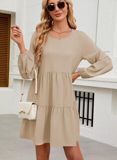 Foto 4 | Foto 4 | Vestido Túnica De Manga Larga Qacohu 2024 Trendy Otoño Beige L - Venta Internacional.
