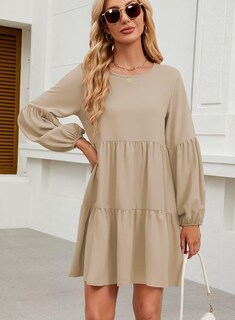 Foto 6 | Foto 6 | Vestido Túnica De Manga Larga Qacohu 2024 Trendy Otoño Beige L - Venta Internacional.