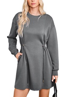 Foto 1 | Foto 1 | Minivestido Casual Dokotoo De Manga Larga Con Cuello Redondo Gris Para Mujer - Venta Internacional.