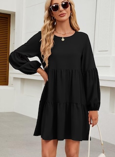 Foto 6 | Foto 6 | Vestido De Otoño Qacohu 2024, Moderno, Holgado, Cuello Redondo, Negro Xl - Venta Internacional.