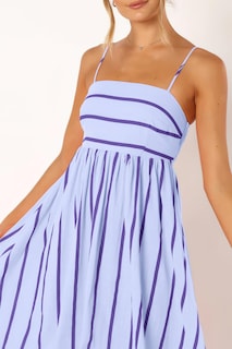 Foto 6 | Foto 6 | Vestido Largo Chouyatou Para Mujer, A Rayas, Espalda Fruncida, Morado - Venta Internacional.