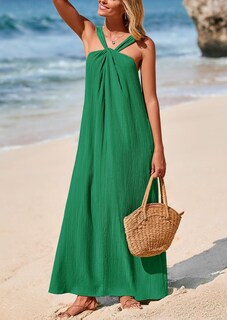 Foto 3 | Foto 3 | Vestido De Verano Prettygarden Para Mujer 2025 Con Tiras Holgadas, Verde Oscuro - Venta Internacional.