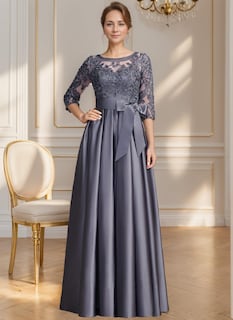 Foto 2 | Foto 2 | Vestido Raomiao Para Madre Del Novio Con Apliques De Encaje Satinado Gris - Venta Internacional.