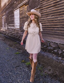 Foto 6 | Foto 6 | Vestido Zesica Summer De Manga Corta Con Lazo En La Parte Delantera Babydoll Apricot - Venta Internacional.