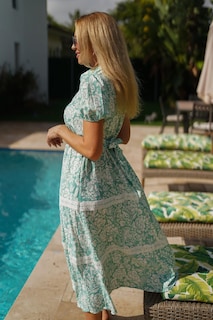 Foto 4 | Foto 4 | Vestido Grace Karin Para Mujer, Estampado Floral Fluido, Línea A, Verde - Venta Internacional.
