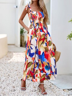 Foto 3 | Foto 3 | Vestido De Verano Prettygarden Floral Sin Mangas Maxi Azul Para Mujer - Venta Internacional.