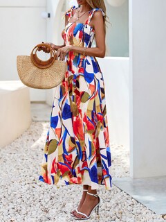 Foto 5 | Foto 5 | Vestido De Verano Prettygarden Floral Sin Mangas Maxi Azul Para Mujer - Venta Internacional.