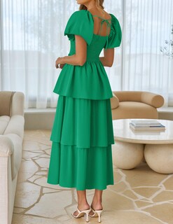 Foto 4 | Foto 4 | Vestido Zesica Para Mujer 2025, Estilo Bohemio, Midi, Verde, Talla Xl - Venta Internacional.
