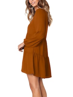 Foto 4 | Foto 4 | Vestido Amoretu Tipo Túnica Con Cuello En V Para Mujer, Color Marrón - Venta Internacional.