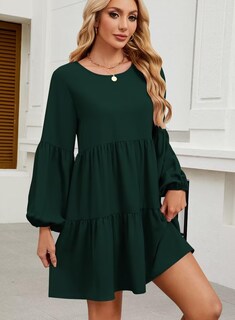 Foto 2 | Foto 2 | Vestido Qacohu 2024, Túnica De Manga Larga Para Mujer, Color Verde Oscuro - Venta Internacional.