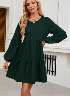 Foto 3 | Foto 3 | Vestido Qacohu 2024, Túnica De Manga Larga Para Mujer, Color Verde Oscuro - Venta Internacional.