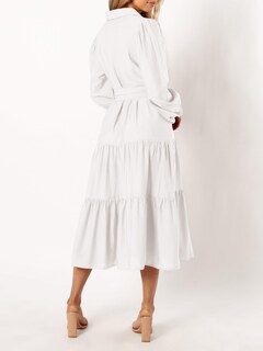 Foto 4 | Foto 4 | Vestido Mascomoda 2024 De Otoño, Manga Larga, Cuello En V, Midi, Blanco - Venta Internacional.