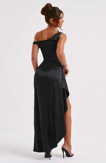 Foto 4 | Foto 4 | Vestido De Noche Lphirkut De Satén Con Hombros Descubiertos Para Mujer, Negro - Venta Internacional.
